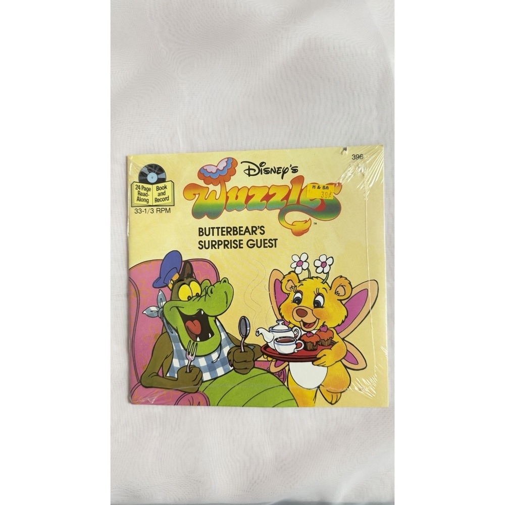 Vtg Disney Wuzzles Butterbear's Surprise Guest Read Along 33 1/3 Record & Book